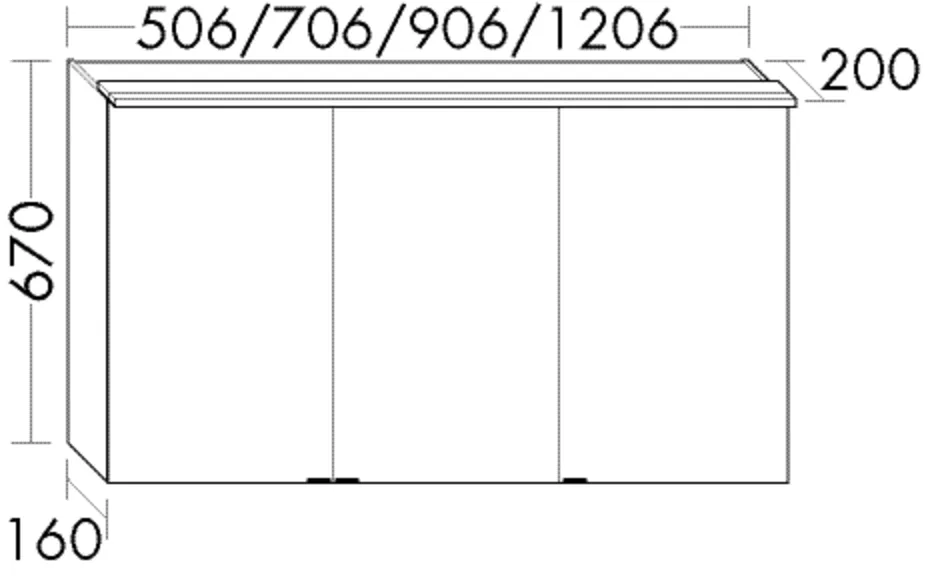 Spiegelschrank RL10 von burgbad - beidseitig verspiegelt, LED-Aufsatzleuchte 4200 K, Anthrazitgrau, 906 x 200 mm, Höhe 710 mm
