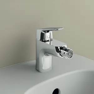 Bidetarmatur Ceraflex, Ausladung 114mm, mit Ablaufgarnitur aus Kst., Chrom Bidetarmatur Ceraflex, Ausladung 114mm, mit Ablaufgarnitur aus Kst., Chrom