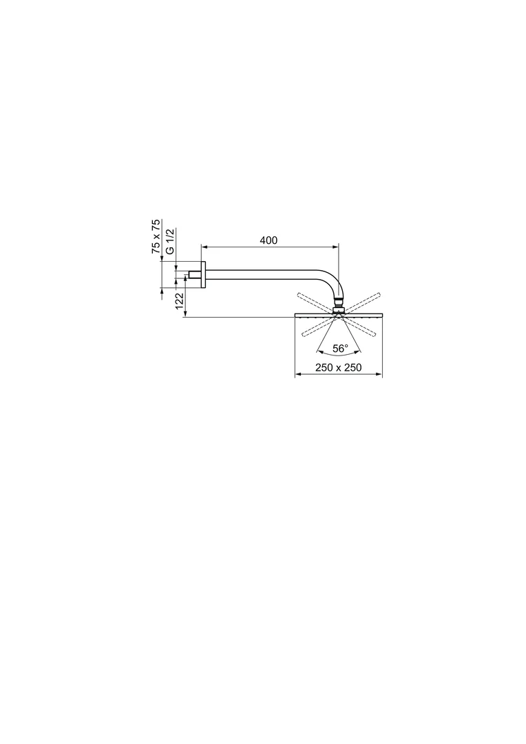 HansaVIVA Kopfbrause HansaVIVA 0418 Rosette eckig 1-strahlig Ausladung 400 mm DN15 Chrom