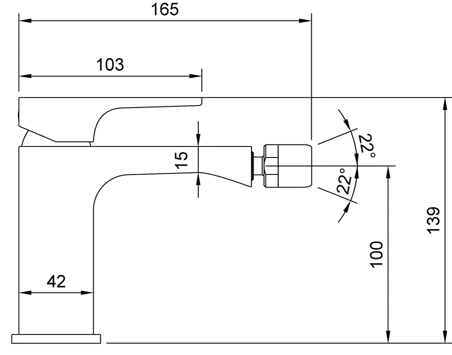 Einhebel-Bidetarmatur Architectura Square T125001000, 42 x 139 x 165 mm, Chrom