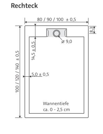 HSK rechteck Marmor-Polymer-Duschwanne mit Randablauf „superflach“ 80 × 120 cm