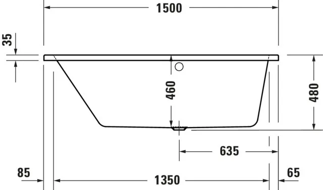 Duravit Whirlwanne „No.1“ trapez 150 × 80 cm, links