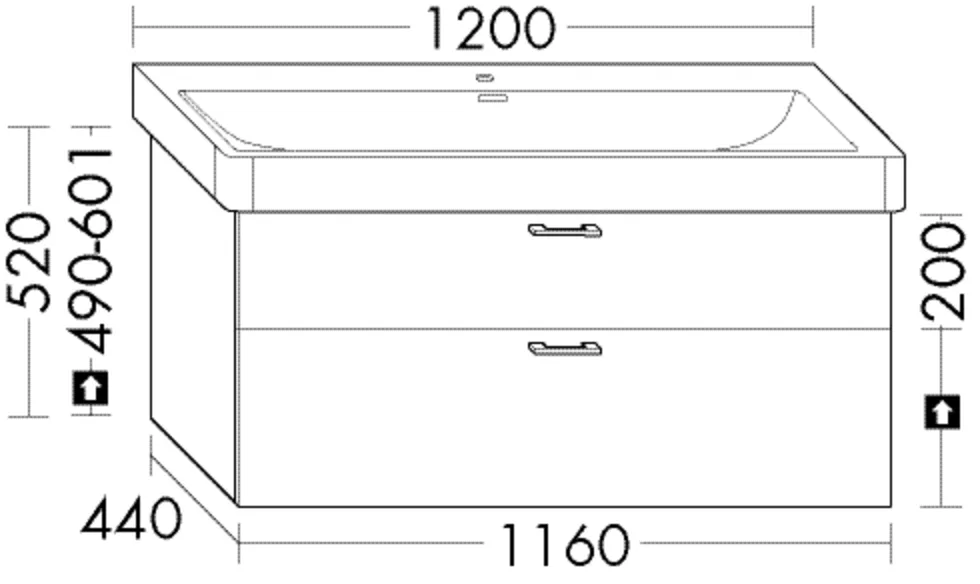 Waschtischunterschrank Sys30 von burgbad - 1 Schublade oben, 1 Auszug unten, 440 mm tief, 1.160 mm breit, 520 mm hoch Waschtischunterschrank Sys30 von burgbad - 1 Schublade oben, 1 Auszug unten, 440 mm tief, 1.160 mm breit, 520 mm hoch