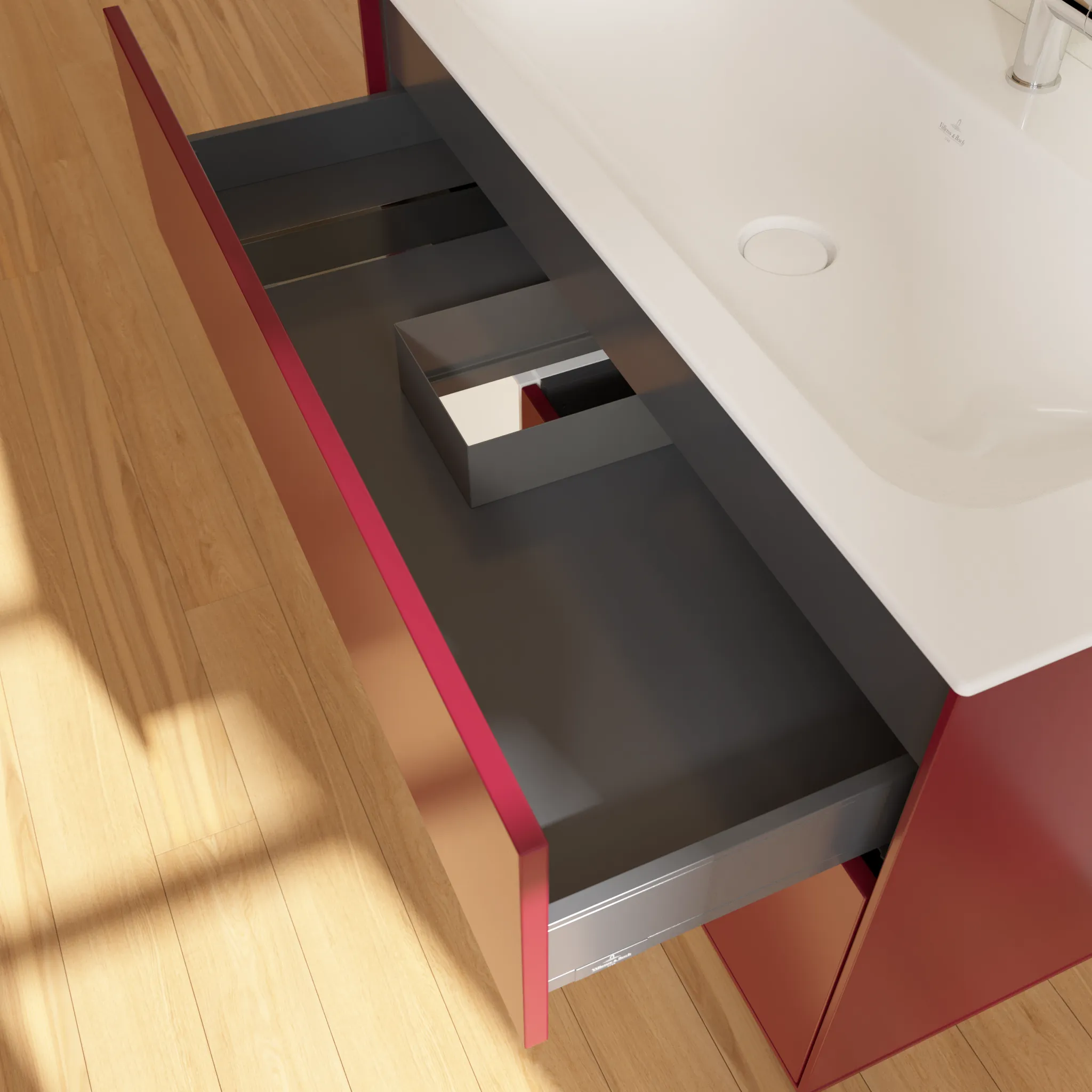 Villeroy & Boch Waschtischunterschrank „Finion“ für Schrankwaschtisch 996 × 591 × 498 mm Peony Matt Lacquer, für Becken mittig Villeroy & Boch Waschtischunterschrank „Finion“ für Schrankwaschtisch 996 × 591 × 498 mm Peony Matt Lacquer, für Becken mittig