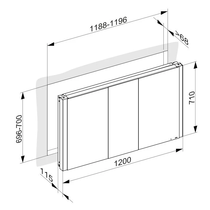 KEUCO Wandeinbau Spiegelschrank „Somaris“ Eiche hell Dekor, Unterputz, ohne Spiegelheizung 1200 × 710 × 115 mm KEUCO Wandeinbau Spiegelschrank „Somaris“ Eiche hell Dekor, Unterputz, ohne Spiegelheizung 1200 × 710 × 115 mm