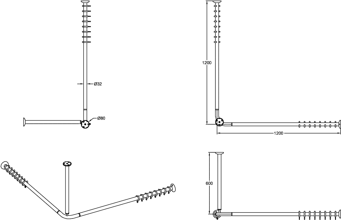 Villeroy & Boch Duschvorhangstange „ViCare Funktion“ 120 × 120 cm in weiß