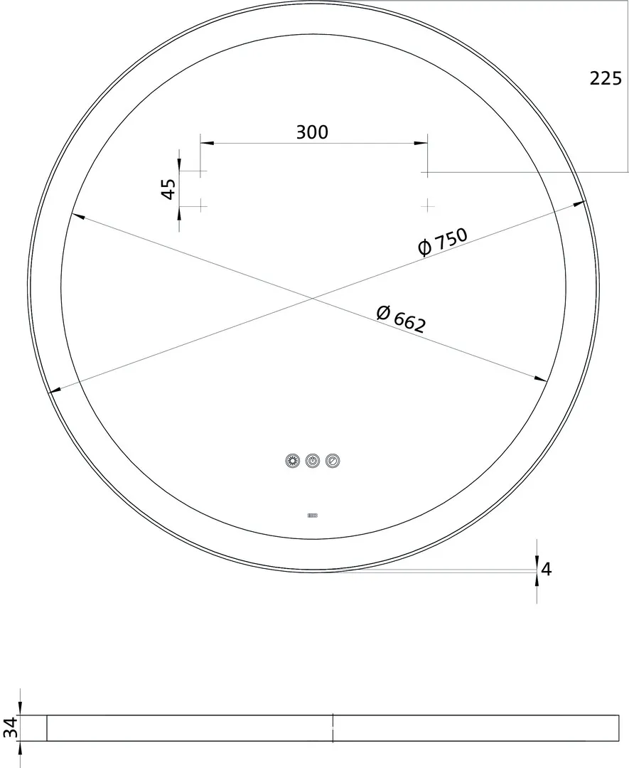 emco Lichtspiegel „round“ 75 × 75 cm