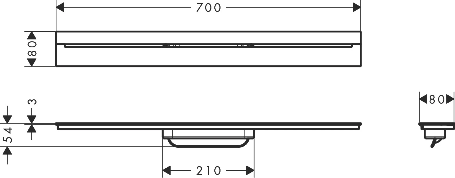 AXOR Drain Fertigset Duschrinne 700 zur Wandmontage Chrom