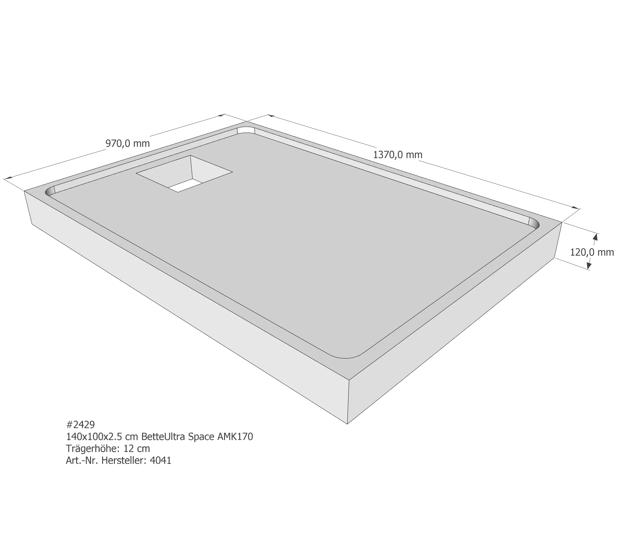 Duschwannenträger passend für Bette 140 × 100 × 2,5 cm Duschwannenträger passend für Bette 140 × 100 × 2,5 cm