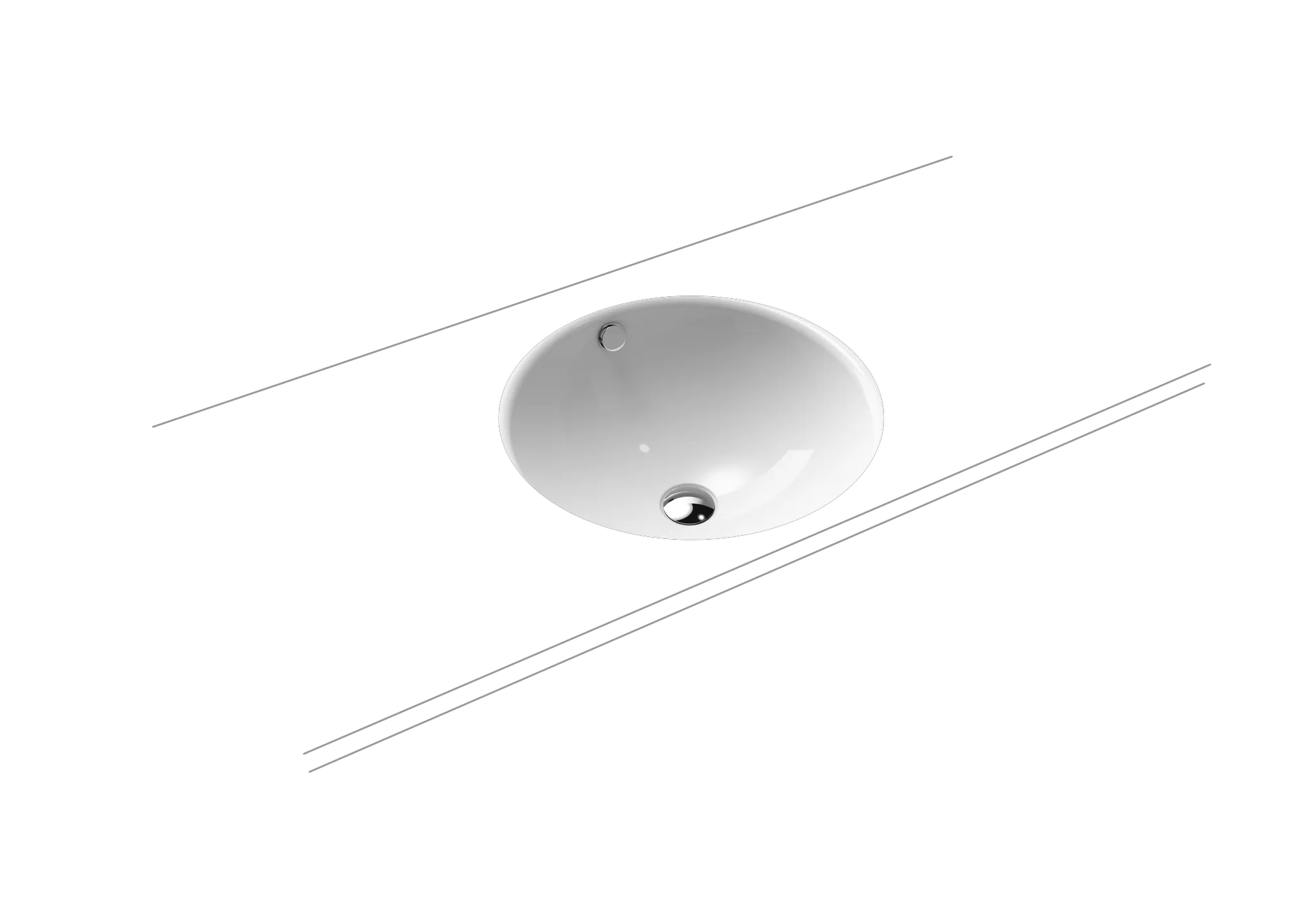 Unterbauwaschtisch „Classic“ ⌀ 49,1 × 15,7 cm, ohne Hahnlochbohrung, mit Überlauf in warm grey 10 mit Perl-Effekt Unterbauwaschtisch „Classic“ ⌀ 49,1 × 15,7 cm, ohne Hahnlochbohrung, mit Überlauf in warm grey 10 mit Perl-Effekt