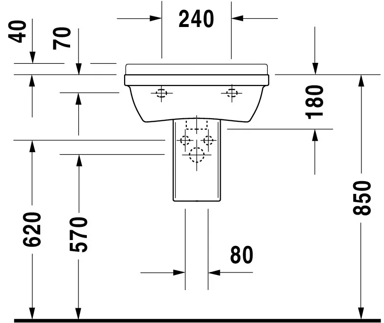 Wandwaschtisch „Starck 3“, mit Überlauf, Hahnlochposition mittig Wandwaschtisch „Starck 3“, mit Überlauf, Hahnlochposition mittig