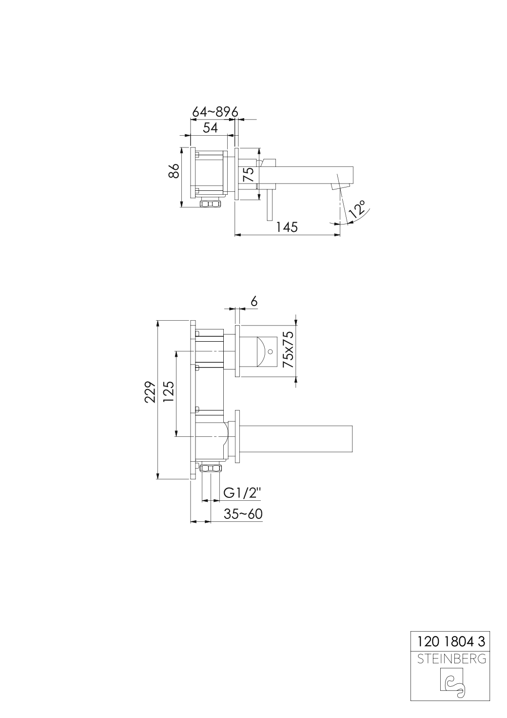 Serie 120 Fertigmontageset für Waschtisch-Einhebelmisch-Batterie, Ausladung 14,5 cm, chrom