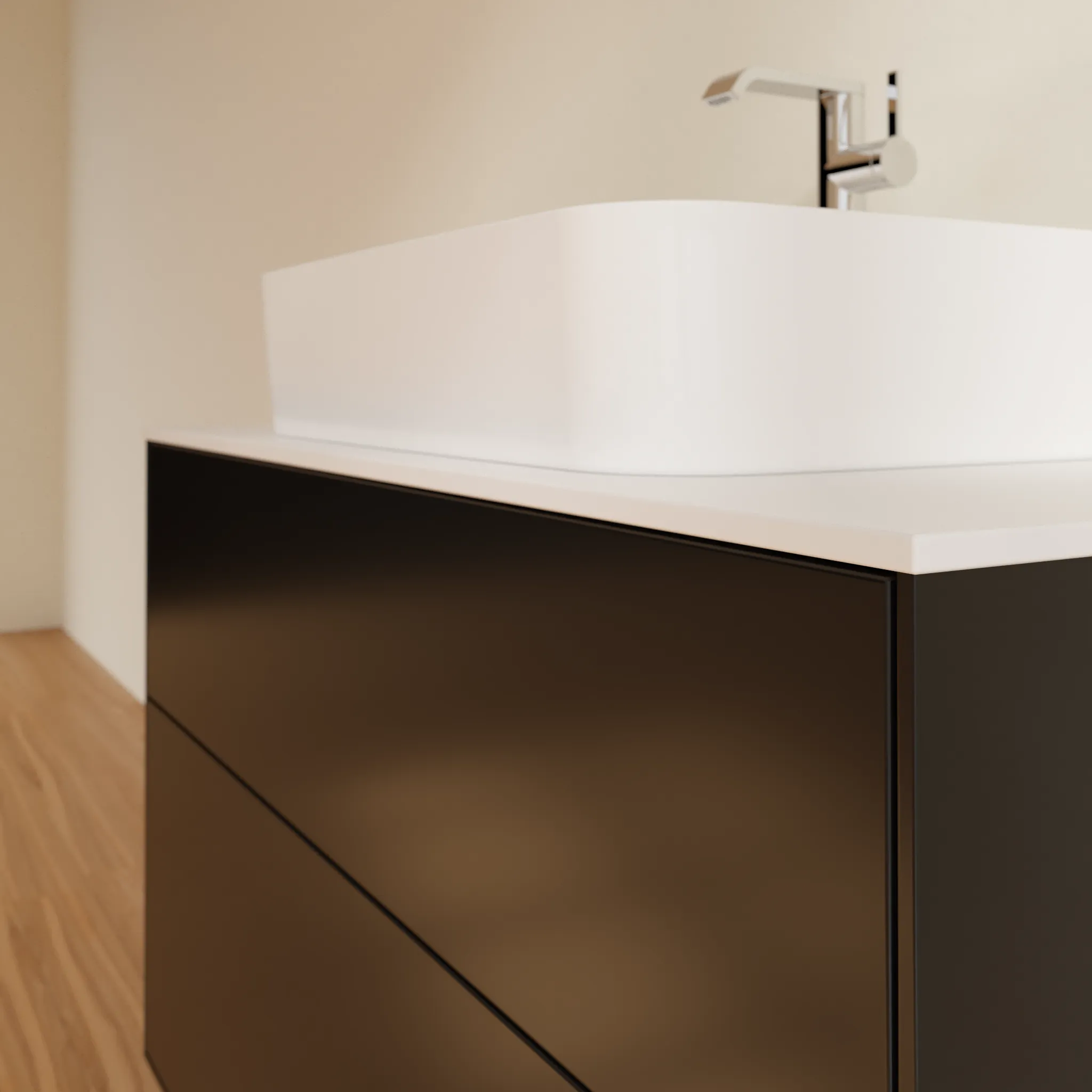 Villeroy & Boch Waschbeckenunterschrank Finion F10, 1000x603x501 mm, Black Matt Lacquer, mit SoftClosing und Push-to-open Funktion Villeroy & Boch Waschbeckenunterschrank Finion F10, 1000x603x501 mm, Black Matt Lacquer, mit SoftClosing und Push-to-open Funktion
