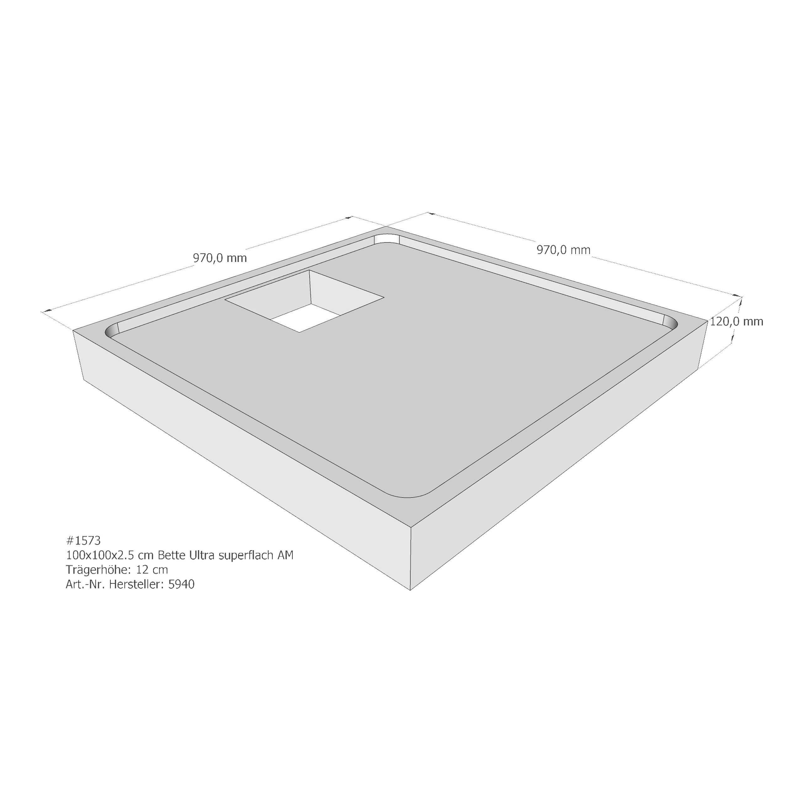 Duschwannenträger für Bette BetteUltra (superflach) 100 × 100 × 2,5 cm