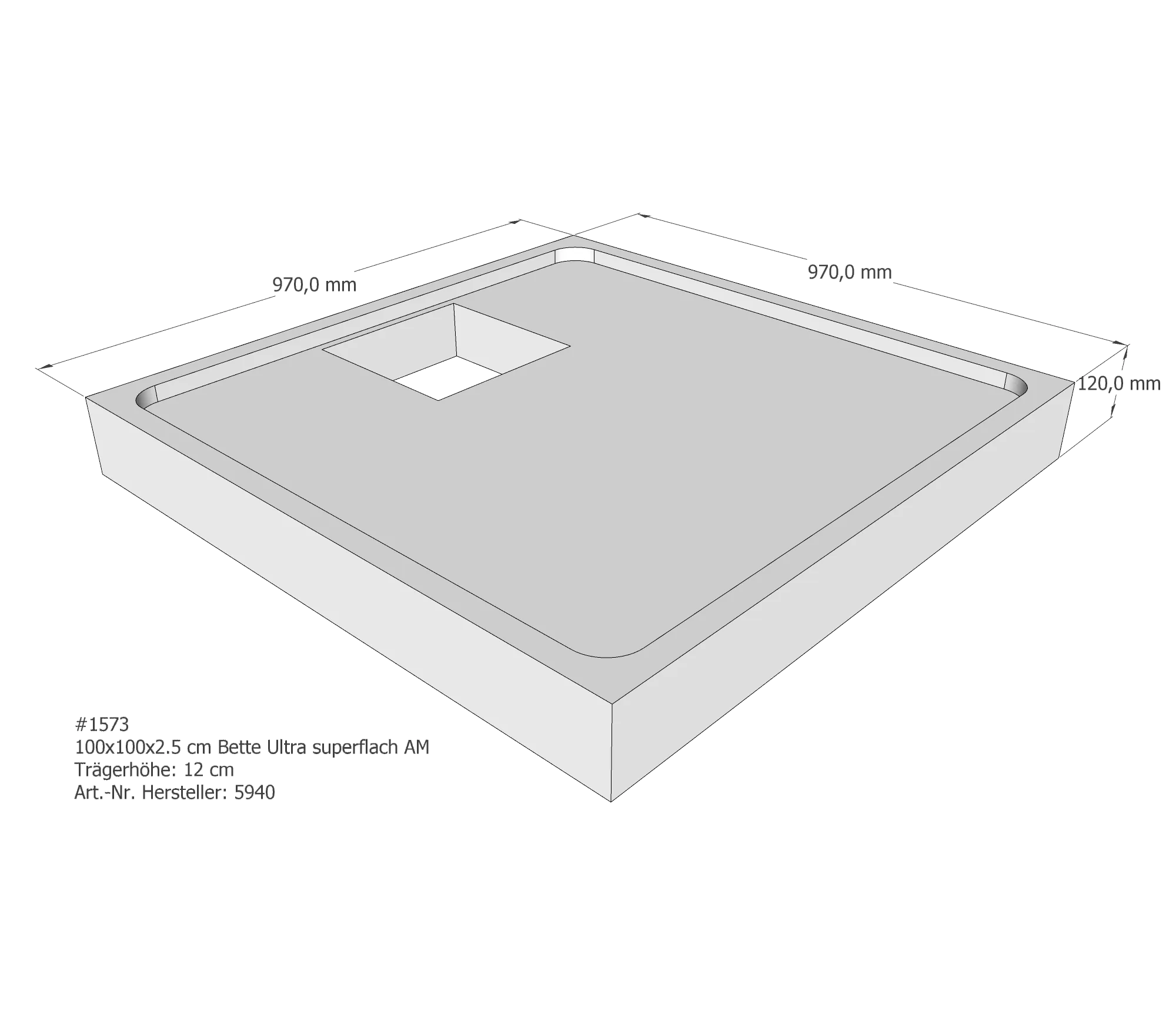 Duschwannenträger für Bette Ultra (superflach) 100 × 100 × 2,5 cm Breite: 100 cm / Länge: 100 cm Duschwannenträger für Bette Ultra (superflach) 100 × 100 × 2,5 cm Breite: 100 cm / Länge: 100 cm
