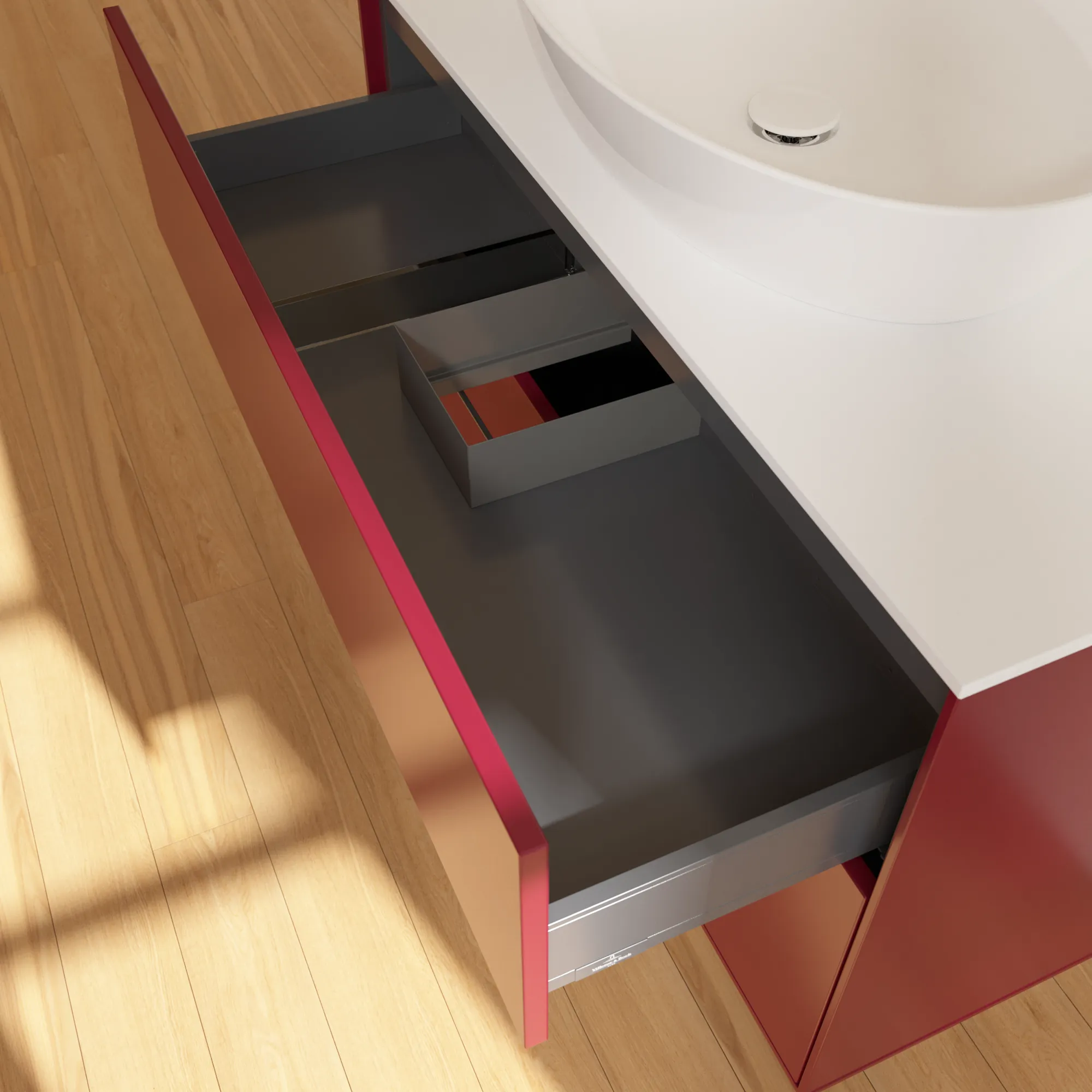 Villeroy & Boch Waschtischunterschrank „Finion“ für Schrankwaschtisch 1000 × 603 × 501 mm Peony Matt Lacquer, für Becken mittig, mit Hahnlochbohrung Villeroy & Boch Waschtischunterschrank „Finion“ für Schrankwaschtisch 1000 × 603 × 501 mm Peony Matt Lacquer, für Becken mittig, mit Hahnlochbohrung