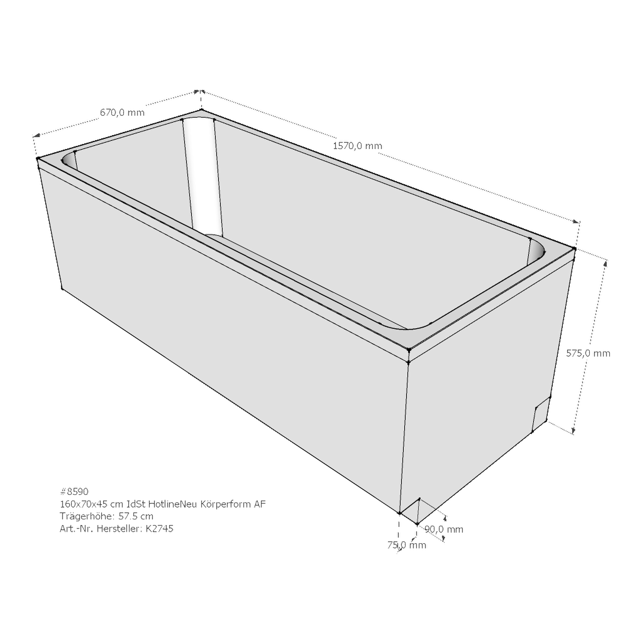 Badewannenträger für Ideal Standard HotlineNeu 160 × 70 × 45 cm Badewannenträger für Ideal Standard HotlineNeu 160 × 70 × 45 cm