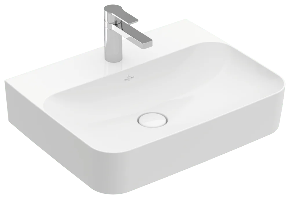 Villeroy & Boch Waschbecken Finion 41686C, 600x470x164mm, weiß Alpin CeramicPlus, glänzend, TitanCeram, verdeckter Überlauf, Wandmontage