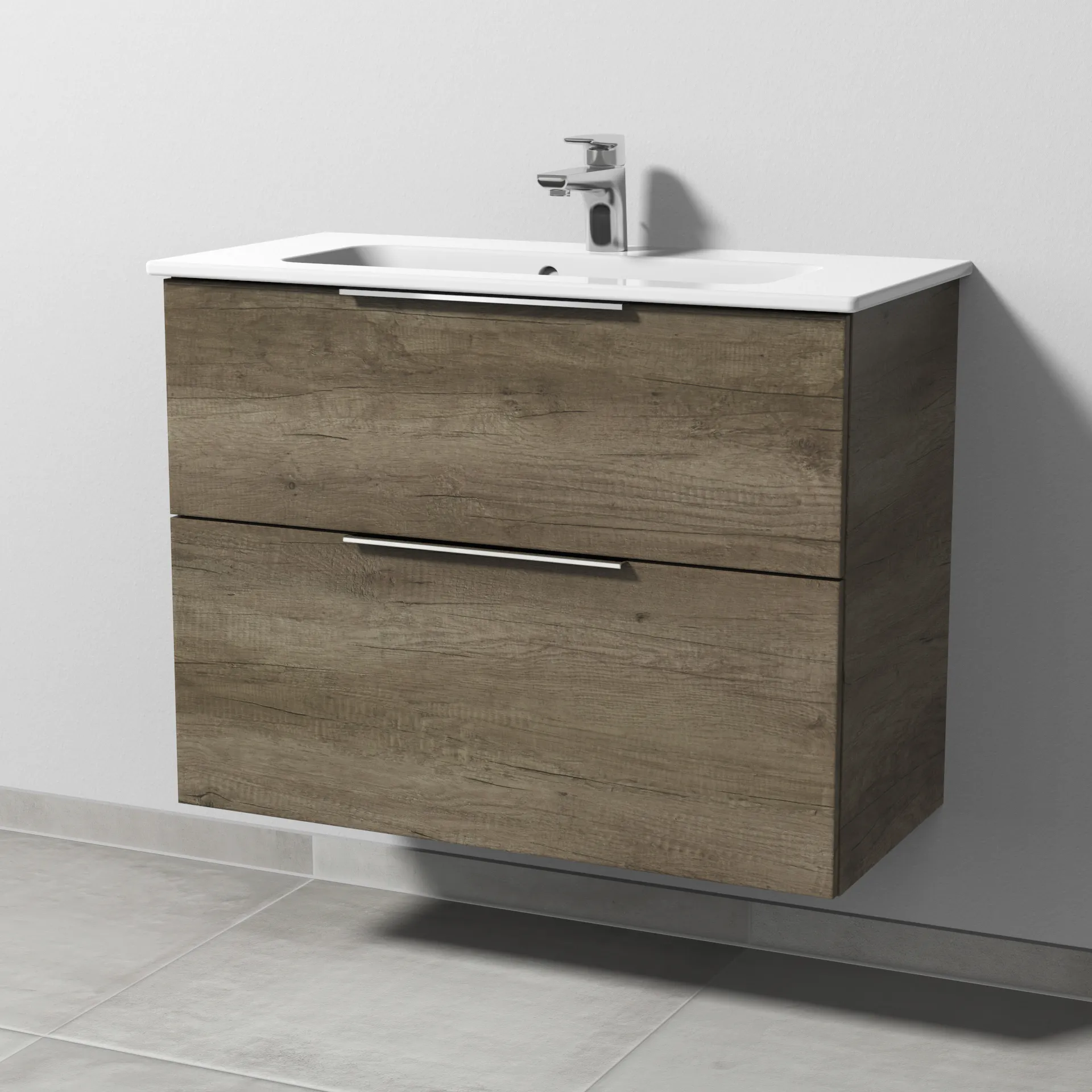 Sanipa Waschtischunterschrank „3way“ passend zu Keramik-Waschtische ME by Starck von Duravit 800 × 613 × 382 mm in Eiche Nebraska