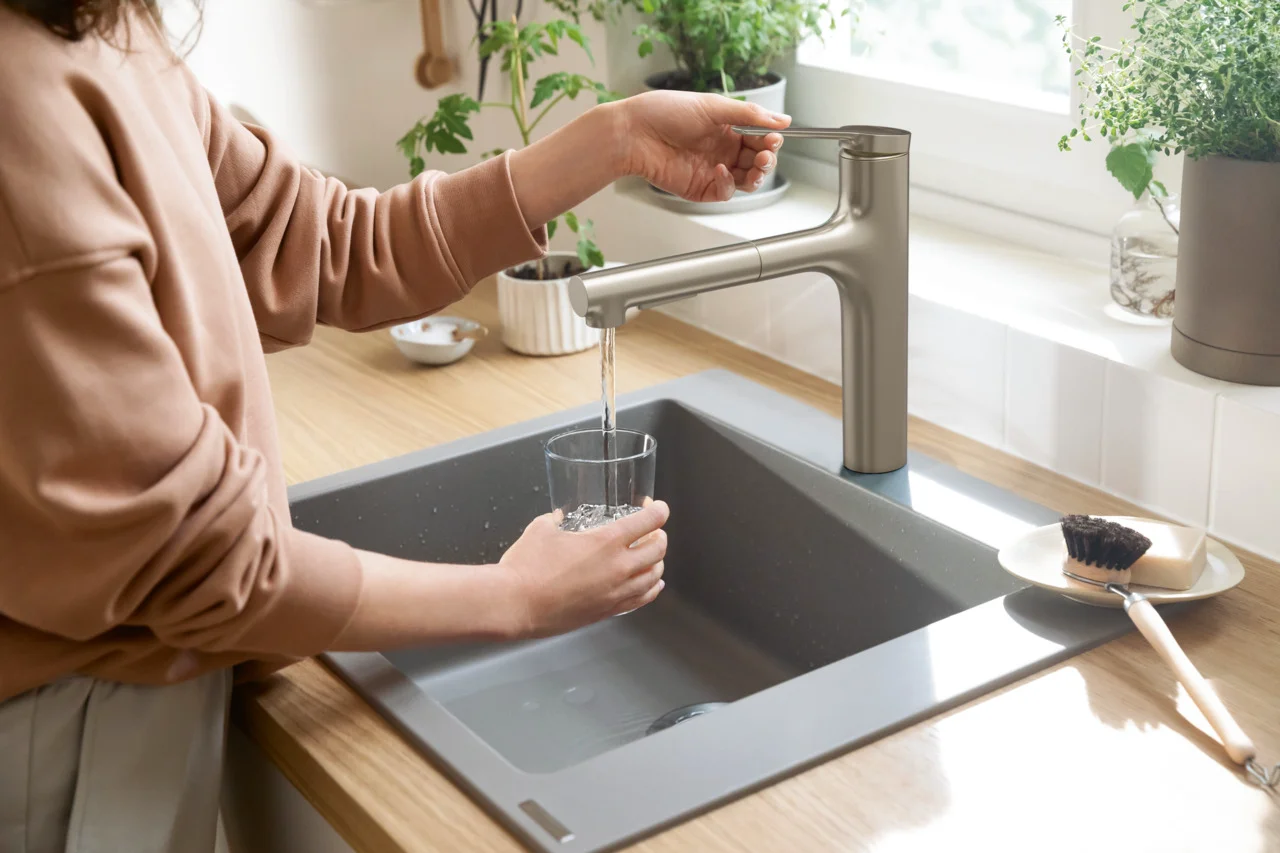 Hansgrohe Einbauspüle S51, Serie S510-F450, Betongrau, 540 x 490 mm, Beckentiefe 190 mm