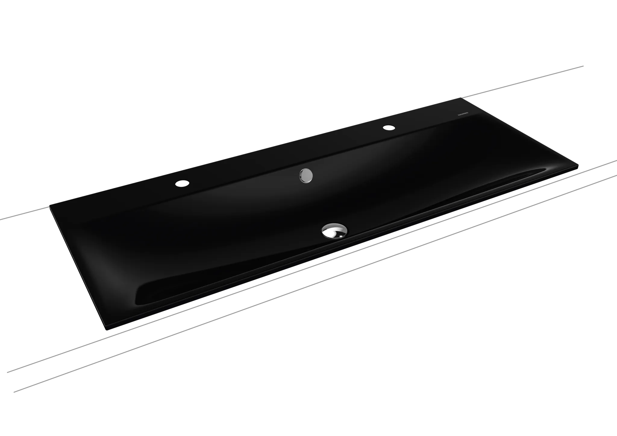 Doppelwaschtisch „Silenio“ 120 × 46 cm, ohne Hahnlochbohrung in schwarz, mit Perl-Effekt
