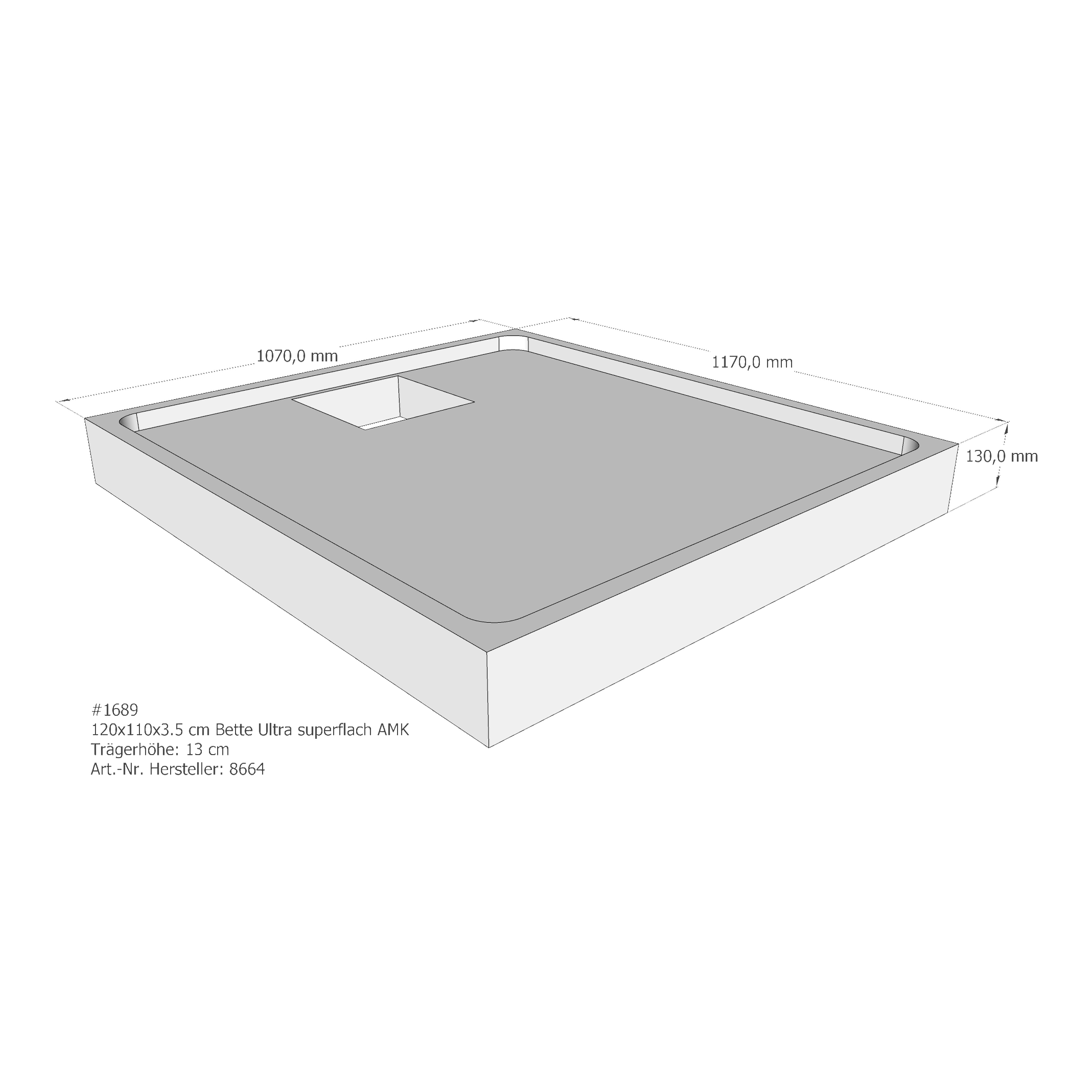 Duschwannenträger für Bette Ultra (superflach) 120 × 110 × 3,5 cm Breite: 110 cm / Länge: 120 cm Duschwannenträger für Bette Ultra (superflach) 120 × 110 × 3,5 cm Breite: 110 cm / Länge: 120 cm