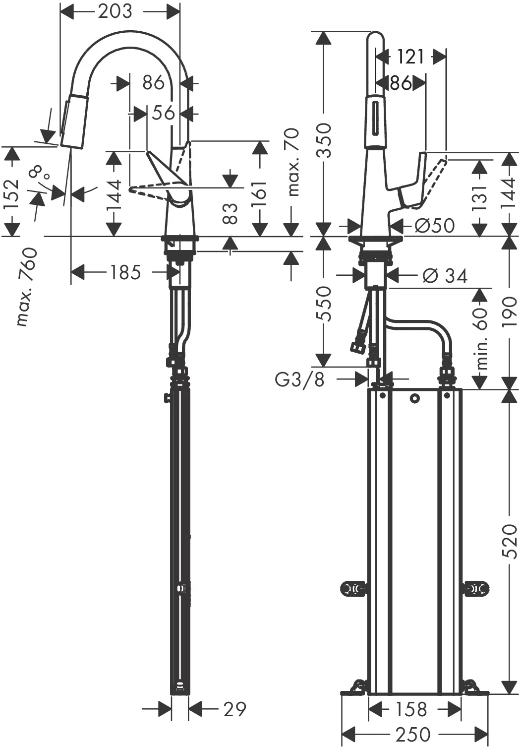 Hansgrohe Talis M51 Einhebel-Küchenmischer mit Ausziehbrause 2jet sBox Chrom, ComfortZone 160, Schwenkbereich einstellbar in 2 Stufen auf 110° oder 150°, Laminarstrahl und Brausestrahl, MagFit magnetische Brausehalterung, maximale Durchflussmenge bei 3 b Hansgrohe Talis M51 Einhebel-Küchenmischer mit Ausziehbrause 2jet sBox Chrom, ComfortZone 160, Schwenkbereich einstellbar in 2 Stufen auf 110° oder 150°, Laminarstrahl und Brausestrahl, MagFit magnetische Brausehalterung, maximale Durchflussmenge bei 3 b