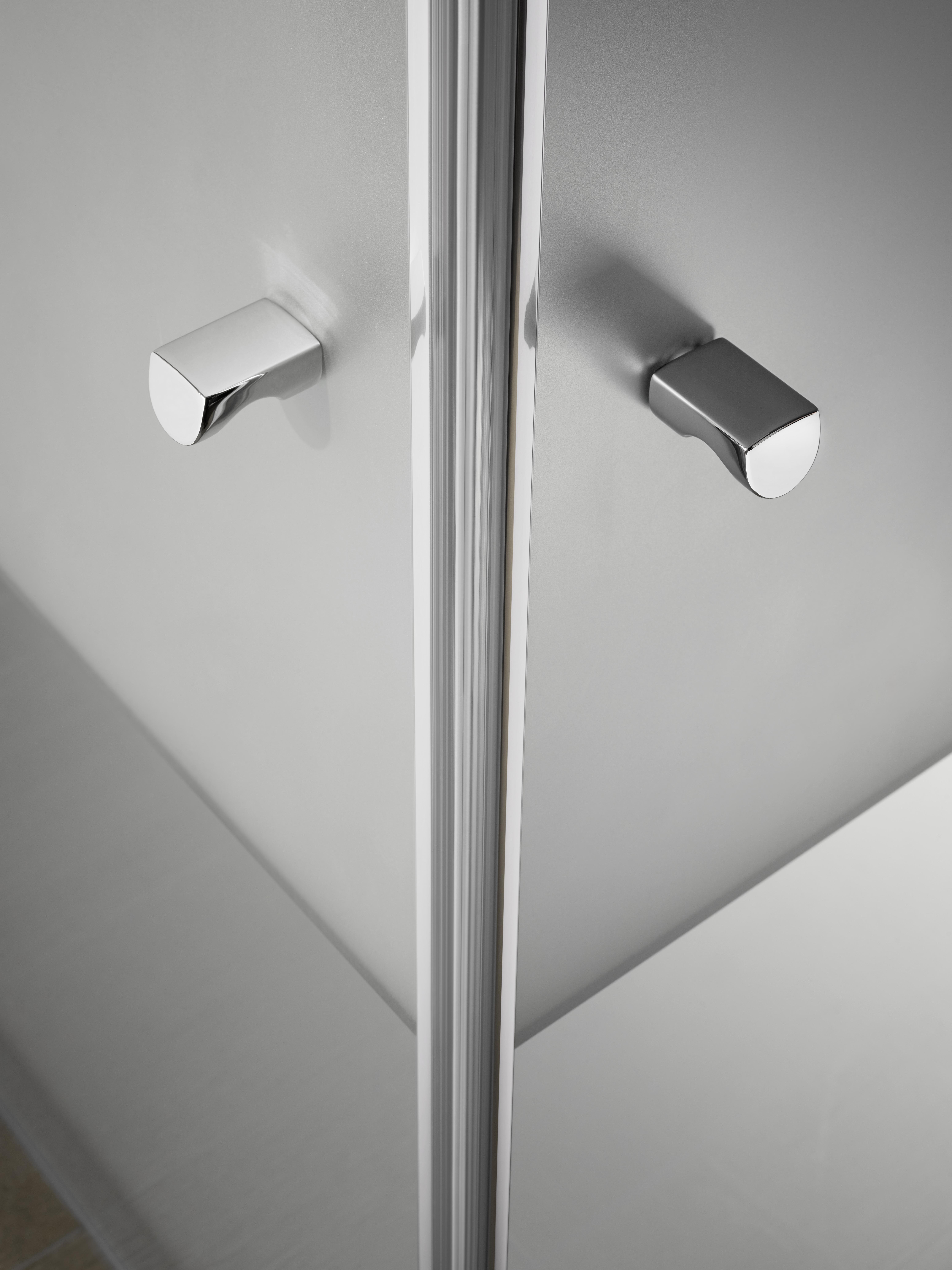 HSK teilgerahmte Eckeinstieg pendelbar 4-teilig „Exklusiv 2.0“ Glas Linea 01 (80 cm), Profile Alu Silber-matt, H: 2000 mm