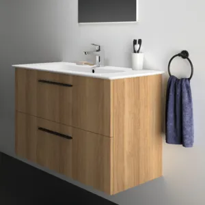 Möbelpaket i.life A mit Waschtisch 100cm und Unterschrank mit schwarzem Griff Weiß matt Möbelpaket i.life A mit Waschtisch 100cm und Unterschrank mit schwarzem Griff Weiß matt