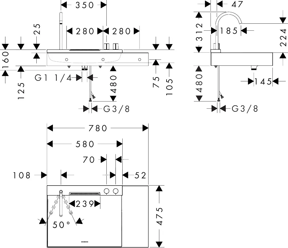 Avalegra AquaUnit 780/475, Chrom