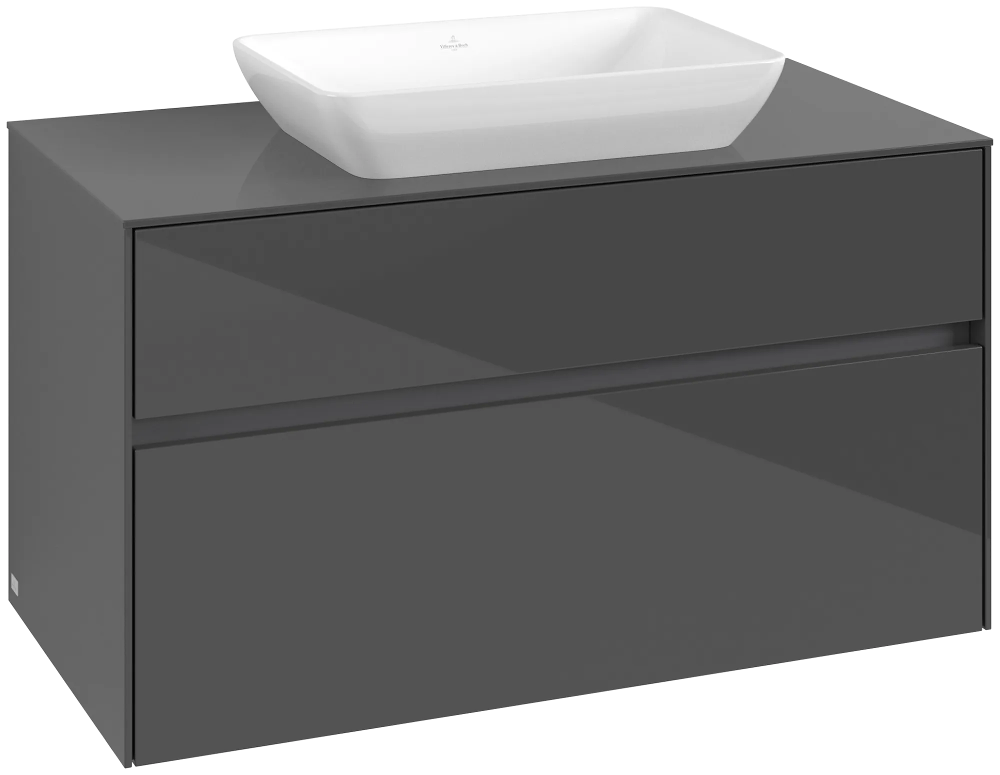 Villeroy & Boch Waschtischunterschrank „Collaro“ 1000 × 548 × 500 mm Glossy Grey, ohne Beleuchtung, für Becken mittig