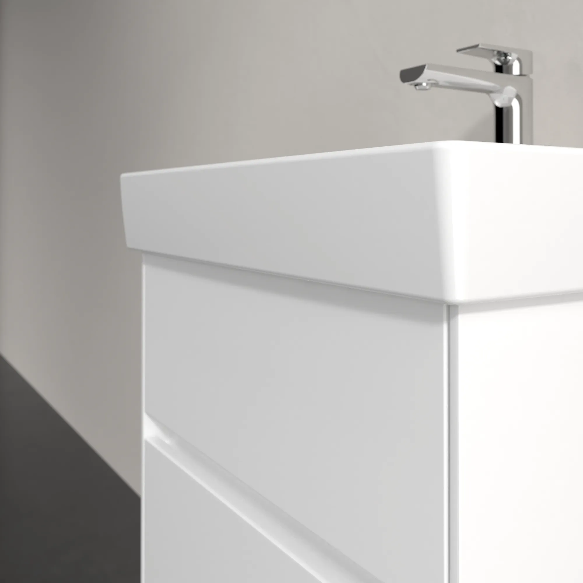 Villeroy & Boch Waschtischunterschrank „Collaro“ 510 × 546 × 414 mm Weiß Matt, für Becken mittig, mit Beleuchtung