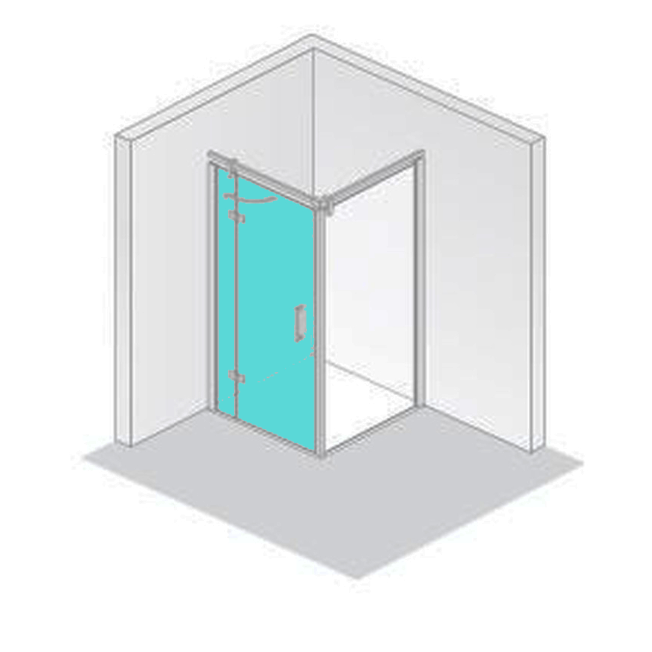 HSK teilgerahmte Drehtür an Nebenteil „Atelier Plan“ für verkürzte Seitenwand Glas Carré, Profile Chromoptik (Alu Hochglanz poliert), Sondergröße HSK teilgerahmte Drehtür an Nebenteil „Atelier Plan“ für verkürzte Seitenwand Glas Carré, Profile Chromoptik (Alu Hochglanz poliert), Sondergröße