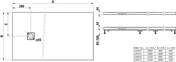 Laufen Duschwanne „SOLUTIONS“ 2000 × 900 mm