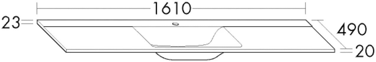 burgbad Waschbecken „Sys30“ 1650 × 530 × 193 mm, Hahnlochposition mittig