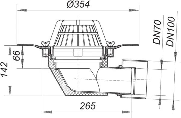 Dachablauf 64 Schraubflansch, DN 70/DN 100 Dachablauf 64 Schraubflansch, DN 70/DN 100