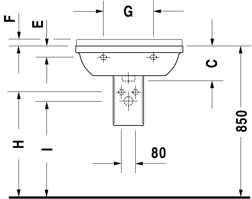Wandwaschtisch „Starck 3“, mit Überlauf, Hahnlochposition mittig