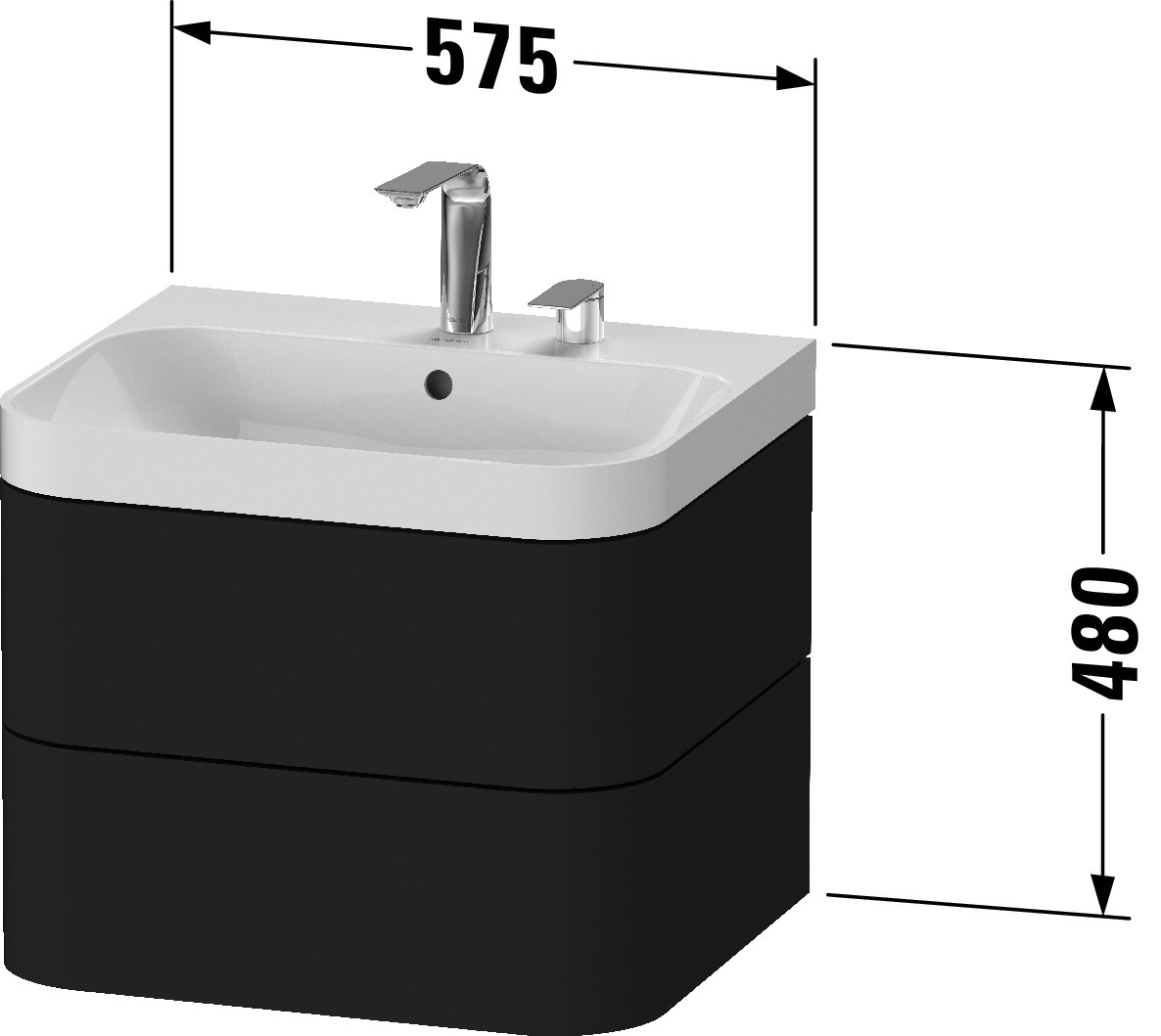 Duravit Waschtischunterschrank c-shaped Set wandhängend „Happy D.2 Plus“ 57,5 × 48 × 49 cm Duravit Waschtischunterschrank c-shaped Set wandhängend „Happy D.2 Plus“ 57,5 × 48 × 49 cm