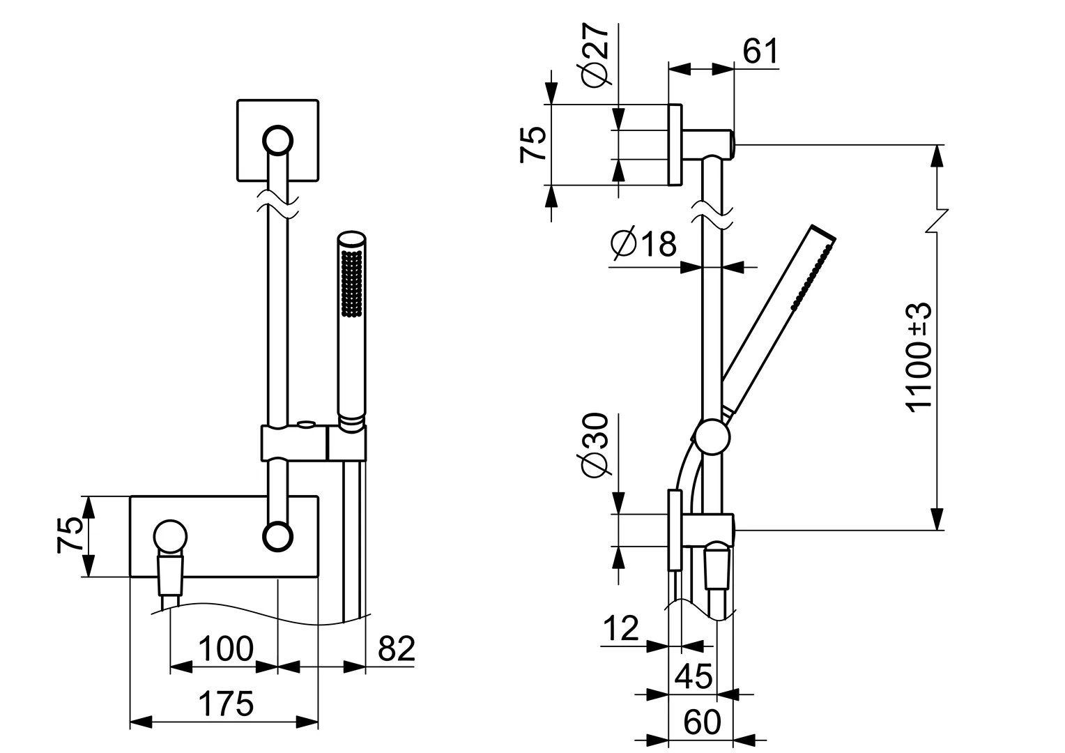 HansaLIVING Wandstangengarnitur HansaLIVING 4442 Rosette eckig 1-strahlig Chrom