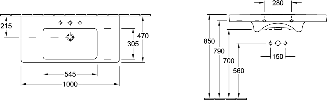 Villeroy & Boch Wandwaschtisch geschliffen „Subway 2.0“ 1000 × 480 × 180 mm, mit Hahnlochbohrung, Hahnlochposition mittig, mit Hahnlochbank in Weiß Alpin Villeroy & Boch Wandwaschtisch geschliffen „Subway 2.0“ 1000 × 480 × 180 mm, mit Hahnlochbohrung, Hahnlochposition mittig, mit Hahnlochbank in Weiß Alpin
