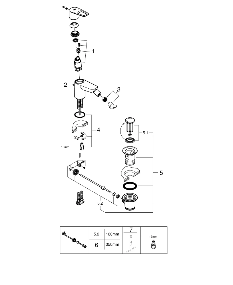 Grohe BauLoop Einhand-Bidetbatterie, ½, Einlochmontage, chrom Grohe BauLoop Einhand-Bidetbatterie, ½, Einlochmontage, chrom
