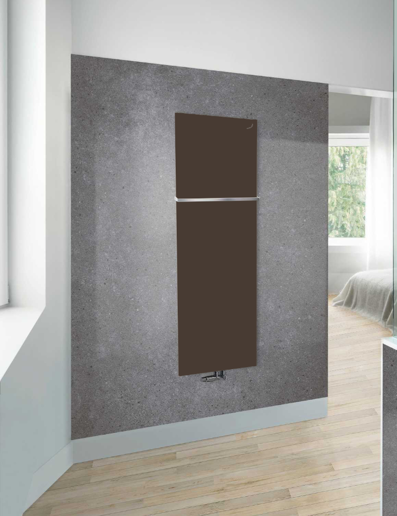 Zehnder Design-Heizkörper Fina Lean Bar, schlank, 1300x48x600 mm, RAL 9016 (Braun Quar.), mit Handtuchhalter Chrom, montagefertig Zehnder Design-Heizkörper Fina Lean Bar, schlank, 1300x48x600 mm, RAL 9016 (Braun Quar.), mit Handtuchhalter Chrom, montagefertig