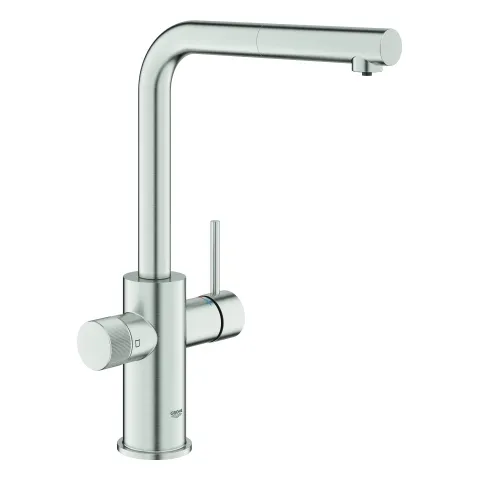 Grohe Blue Pure Minta, Einhand-Spültischbatterie mit herausziehbarem Mousseurauslauf Farbe: supersteel Grohe Blue Pure Minta, Einhand-Spültischbatterie mit herausziehbarem Mousseurauslauf Farbe: supersteel