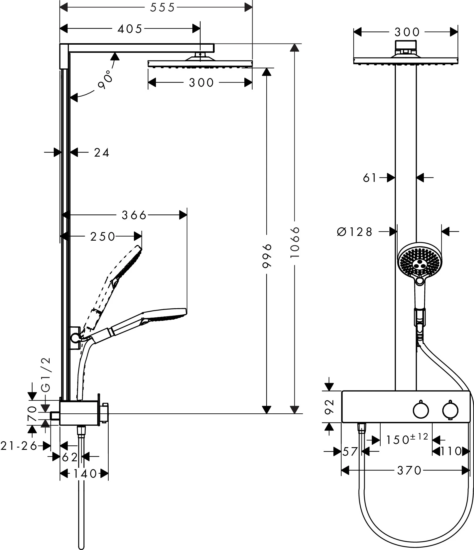 Showerpipe Raindance E 300 1jet 350 ST chrom