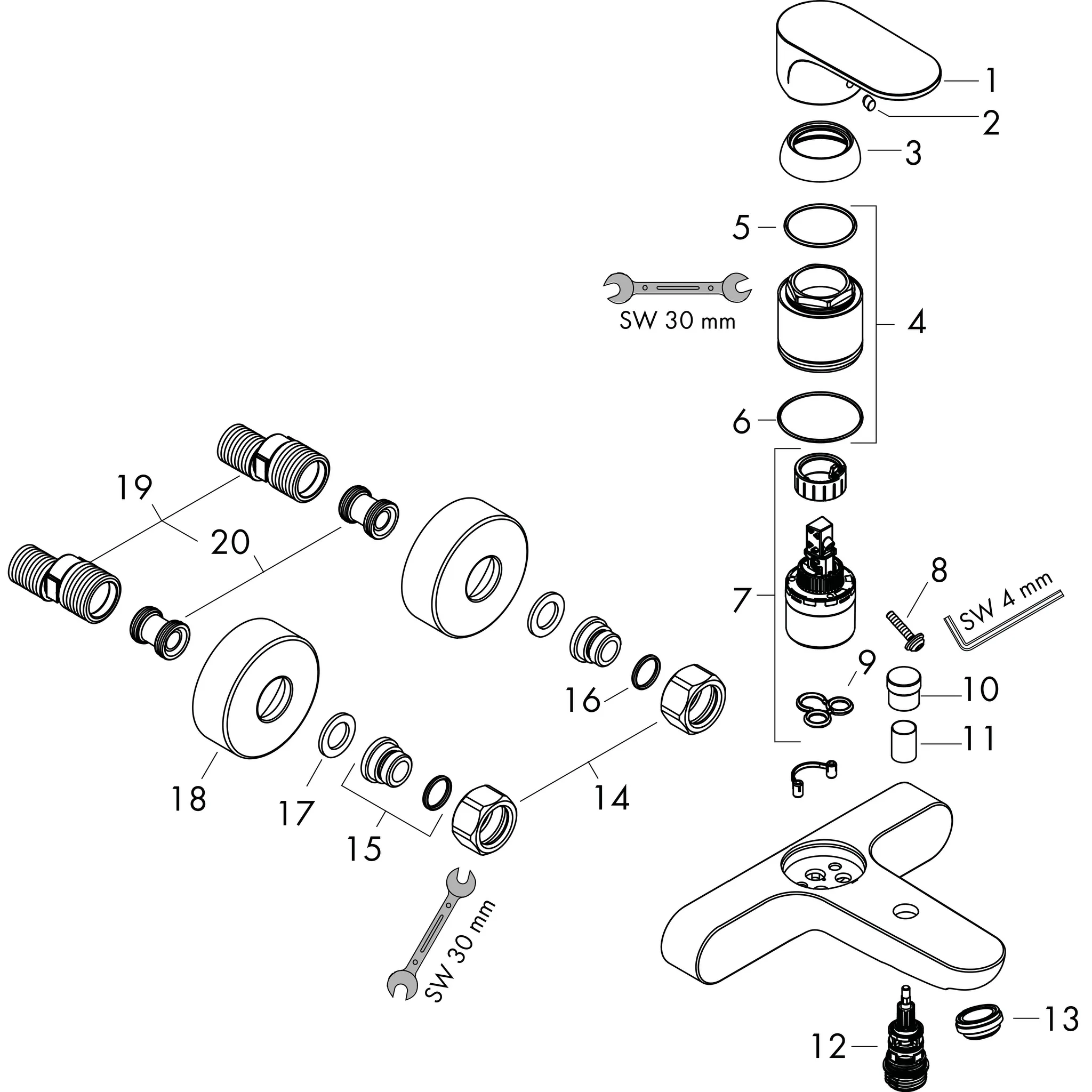 Hansgrohe Rebris S Einhebel-Wannenmischer Aufputz, Mattschwarz, Ausladung 173 mm, DN15, Keramikmischsystem Hansgrohe Rebris S Einhebel-Wannenmischer Aufputz, Mattschwarz, Ausladung 173 mm, DN15, Keramikmischsystem