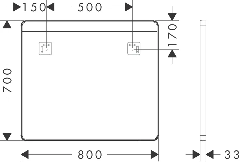 Hansgrohe Xarita Lite Q Spiegel mit horizontaler LED-Beleuchtung, 800x700x30 mm, Mattschwarz Hansgrohe Xarita Lite Q Spiegel mit horizontaler LED-Beleuchtung, 800x700x30 mm, Mattschwarz
