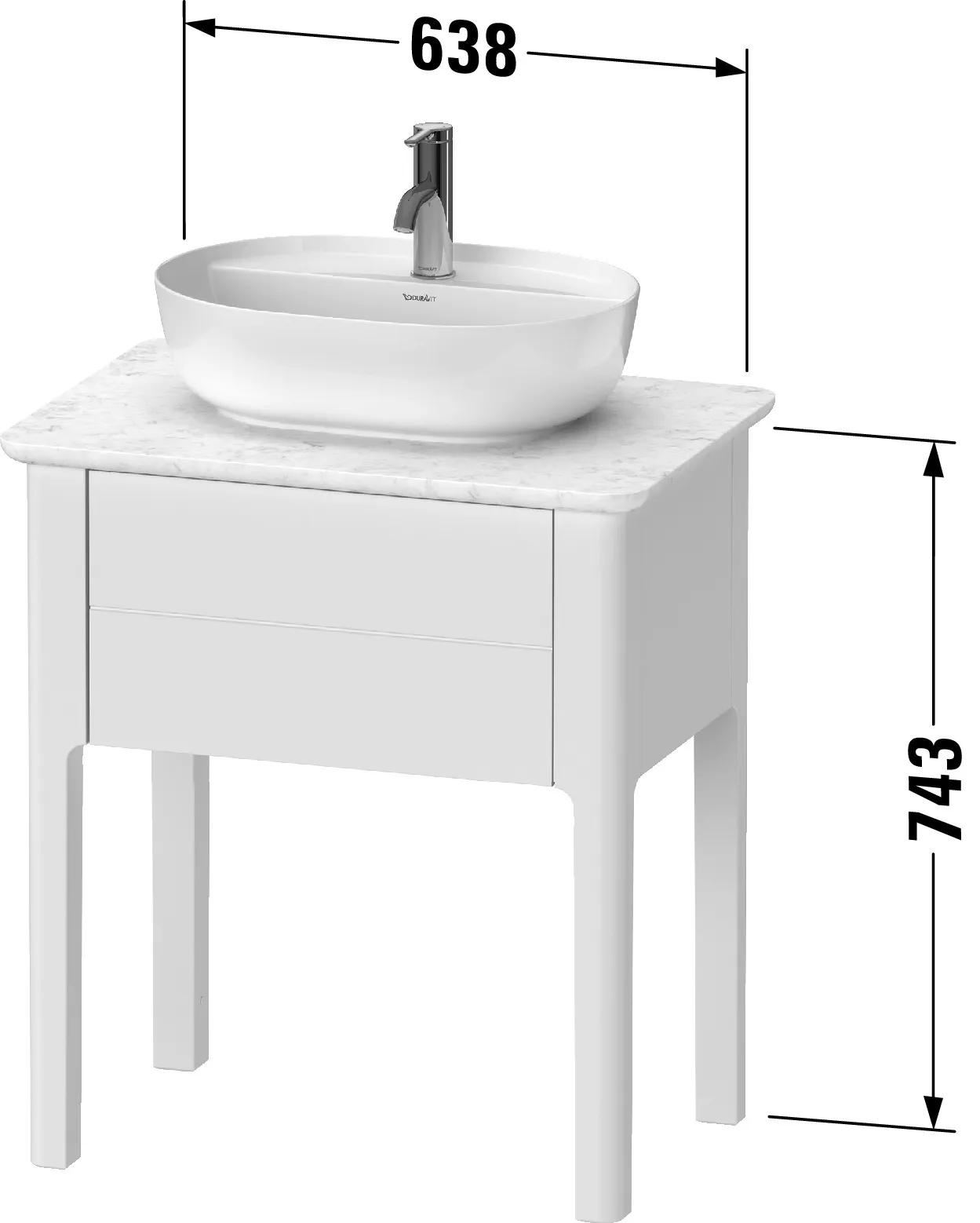 Duravit Waschtischunterschrank bodenstehend „Luv“ 63,8 × 74,3 × 45 cm in Weiß Seidenmatt