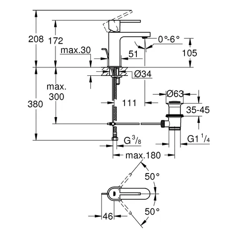 Einhand-Waschtischbatterie Plus 32612_3, S-Size, Einlochmontage, Zugstangen-Ablaufgarnitur 1 1/4″, chrom Einhand-Waschtischbatterie Plus 32612_3, S-Size, Einlochmontage, Zugstangen-Ablaufgarnitur 1 1/4″, chrom