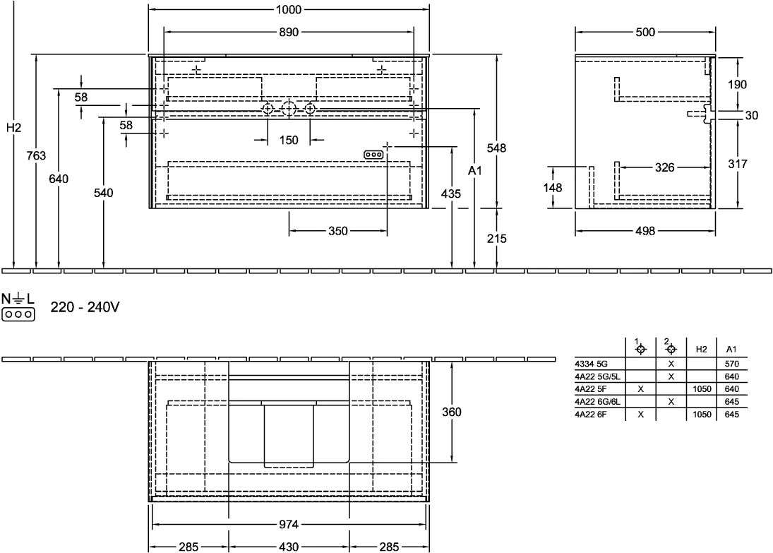 Villeroy & Boch Waschtischunterschrank „Collaro“ 1000 × 548 × 500 mm Wine Red, mit Beleuchtung, für Becken mittig Villeroy & Boch Waschtischunterschrank „Collaro“ 1000 × 548 × 500 mm Wine Red, mit Beleuchtung, für Becken mittig