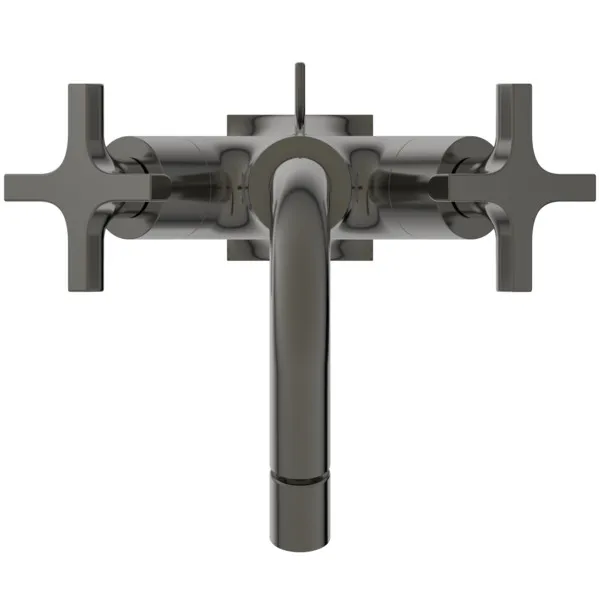 Bidetarmatur Joy Neo mit Ablaufgarnitur Ausladung 115mm Kreuzgriffe Magnetic Grey Bidetarmatur Joy Neo mit Ablaufgarnitur Ausladung 115mm Kreuzgriffe Magnetic Grey